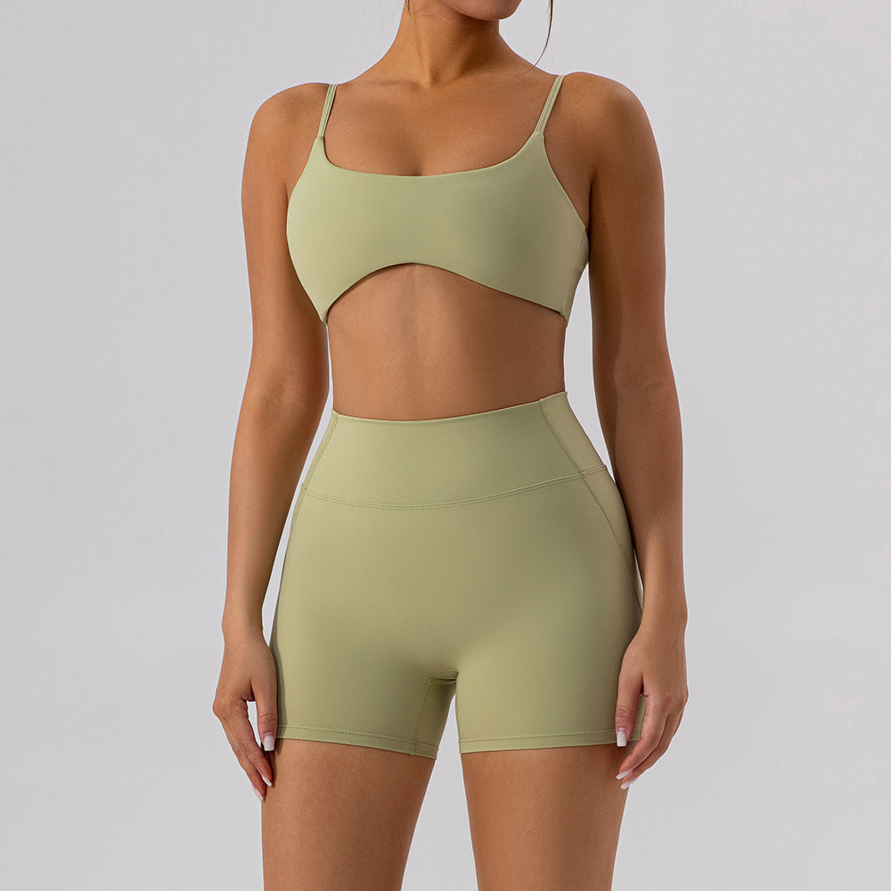 Conjunto de yoga de 3 piezas para mujer: sujetador deportivo, pantalones cortos y mallas