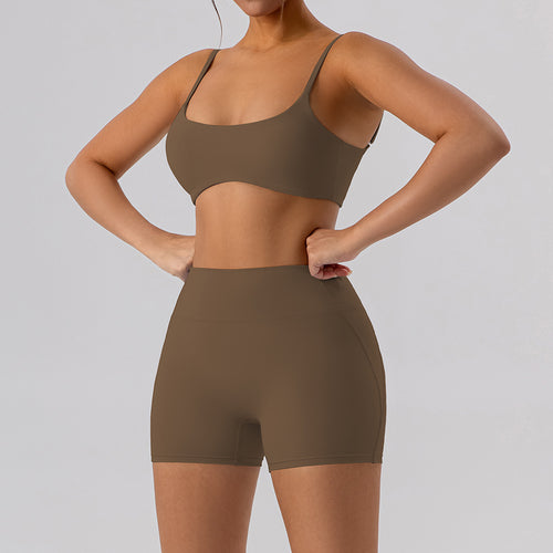Conjunto de yoga de 3 piezas para mujer: sujetador deportivo, pantalones cortos y mallas