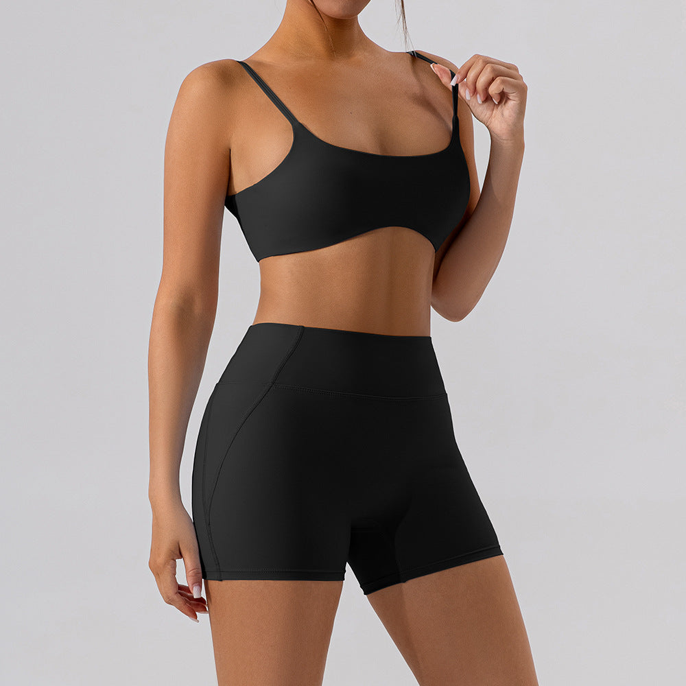 Conjunto de yoga de 3 piezas para mujer: sujetador deportivo, pantalones cortos y mallas